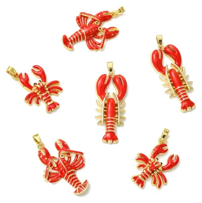 6er Set Messing-Emaille Krebs-Anhänger, 3 Stile, DIY-Schmuck
