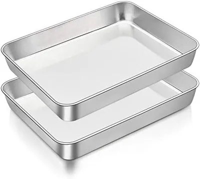Zdjęcie produktu dla Zestaw blach do pieczenia ze stali nierdzewnej, prostokątne, głębokie, nadające się do mycia w zmywarce, do pieczenia i smażenia