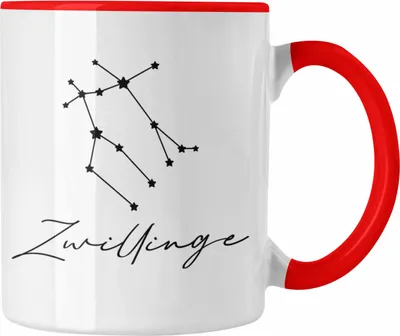 Produktbild von Trendation - Zwilling Sternzeichen Tasse Geschenk Horoskop Tierkreiszeichen (Rot)