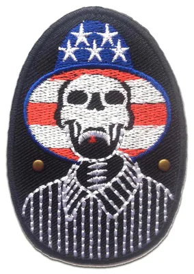 Produktbild von Usa Totenkopf Mit Hut - Aufnäher, Bügelbild, Aufbügler, Applikationen, Patches, Flicken, Zum Aufbügeln, Größe: 5.4 x 7.9 cm
