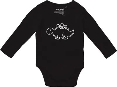 Produktbild von Huuraa Baby Body Stegosaurus Dinosaurier 68 Black  Baumwolle Fairtrade Langarmbody Geschenkidee