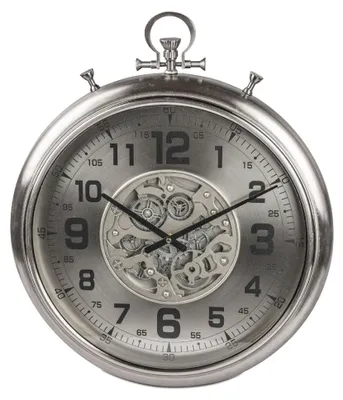 Produktbild von Formano XXL Wanduhr Silver 52x60cm Metall Uhr mit beweglichen Zahnrädern Modern