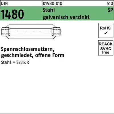 Produktbild von Reyher  Spannschlossmuttern DIN 1480 St. SP M 20 / 200 vz (1 Stück)