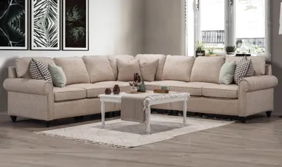 Immagine prodotto di Soggiorno moderno divano angolare a L design beige mobili divano arredamento