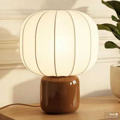 Produktbild von home24 Tischleuchte - 1-flammig - Baumwollstoff / Milchglas