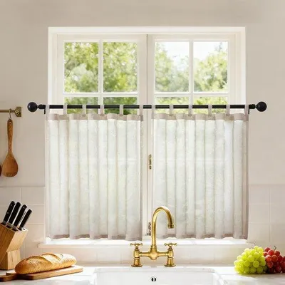 Produktbild von Seidengordinen mit Rüschen - Halbsichtbar - 45 x 90 cm