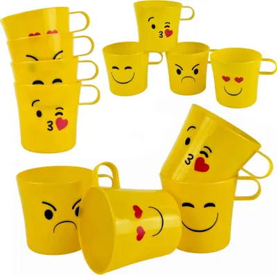 Produktbild von 12 Trinkbecher Kinder Becher Lustige Motive Campingbecher Mehrweg Kunststoff