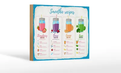 Produktbild von Holzschild Rezept Smoothie Recipe Berry Orange 18x12 cm Dekoration