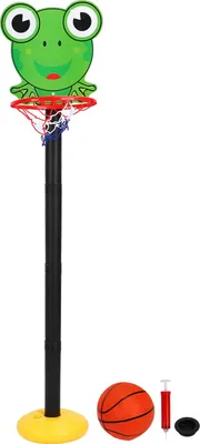 Produktbild von Basketball-Spielset, höhenverstellbar, Froschmuster, Ständer, Halter, Reifen für Kinder
