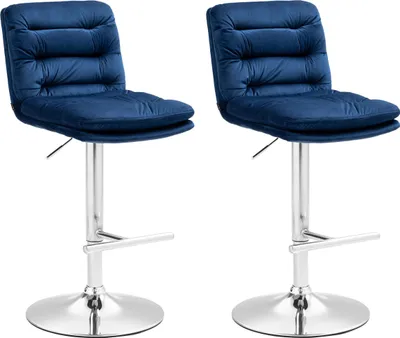Produktbild von 2er Set Barhocker Damar Samt chrom - dunkelgrau