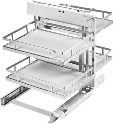Produktbild von GTV Eckschrank-Auszug MovixPro, Magic Corner System mit 4 Körben, Vollauszug mit Soft-Close Dämpfung, für 900mm Korpus, 24kg Tragkraft, Universalmonta