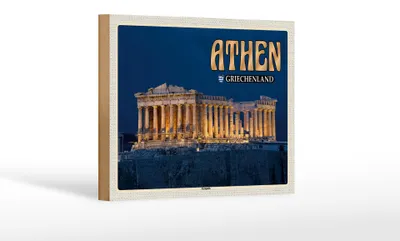 Produktbild von Holzschild Reise 18x12 cm Athen Griechenland Akropolis Stadtfestung