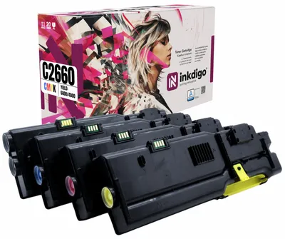 Produktbild von Inkdigo Tonerset 593-BBBU/BBBT/BBBS/BBBR für Dell C2660dn, C2665dnf – CMYK,, KI-generiertes Bild