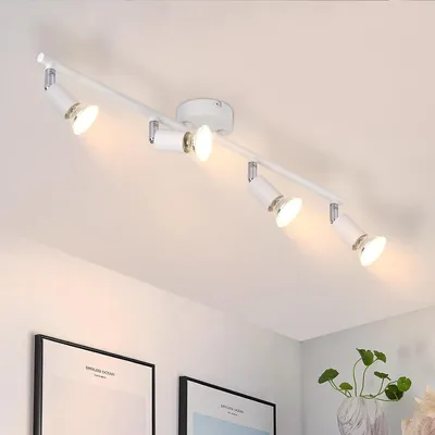 Image de ZMH LED Plafonnier 4 flammes GU10 Plafonnier Chambre Spot Blanc Intérieur Spots de plafond pour salon Salle de bains Cuisine