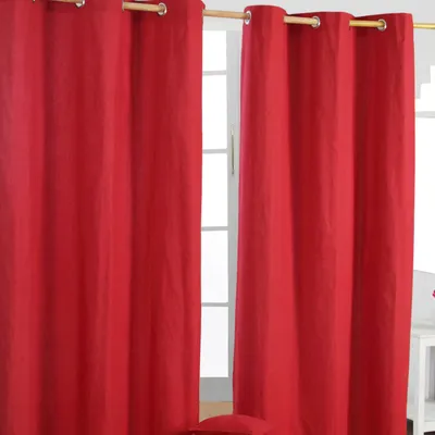 Obrázek produktu pro HOMESCAPES Záclony s očky obyčejné červené sada 2 kusů, 182 x 137 cm