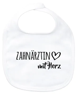 Produktbild von Huuraa Baby Lätzchen Zahnärztin mit Herz White Klettverschluss  Baumwolle Latz Geschenkidee