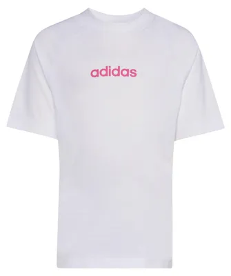 Produktbild von adidas Uni Kinder Essentials Linear Logo Shirt, White/Pink Fusion, 5-6 Years