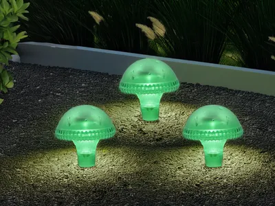 Produktbild von 3er-Set LED Solarleuchten, Solarbeleuchtung für den Garten, Dekoleuchten Grün