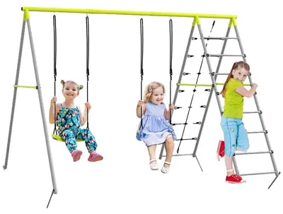 Produktbild von Schaukelset für Kinder, 2 Schaukelsitze, Kletterleiter, T1003-01-09077