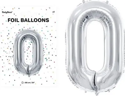 Zdjęcie produktu dla Balon foliowy cyfra 0 srebrny 86 cm