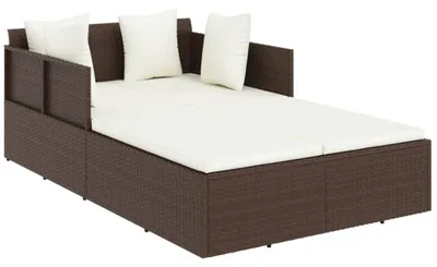 Produktbild von vidaXL Sonnenliege mit Kissen Braun 182x118x63 cm Poly Rattan