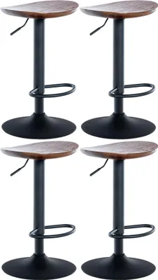 Obrázok produktu pre Barová stolička Skelde (SET 4 ks) - čierny rám, kov / masívne drevo - Orech