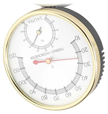 Produktbild von Saunathermometer – Thermometer für Innen- und Außenbereich – Hygrometer – Hohe Präzision – Massives Metall – Temperaturbereich: 10°C bis 120°C