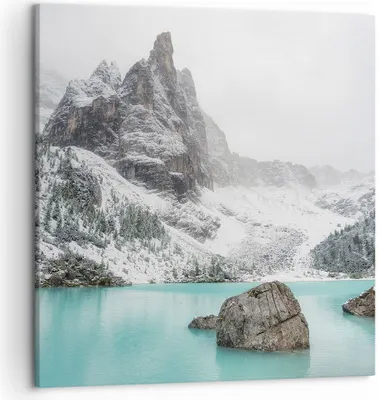 Produktbild von Bild auf Leinwand - Leinwandbild - Einteilig - Berge See Schnee - 50x50cm - Wand Bild - Wanddeko - Wandbilder - Leinwanddruck - Bilder - Wanddekoration - Leinwand bilder - Wandbild - AC50x50-4377