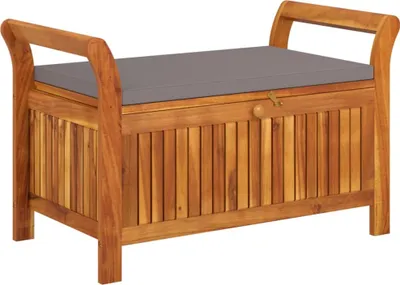Zdjęcie produktu dla Ogrodowa ławka ze schowkiem i poduszką, 91 cm, drewno akacjowe