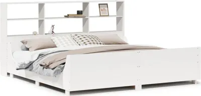 Immagine prodotto di Letto Libreria senza Materasso Bianco 180x200 cm Legno Massello