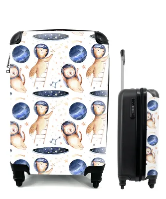 Produktbild von MuchoWow® Koffer Handgepäck Trolley Rollkoffer Kleine Reisekoffer mit 4 Rollen - Muster - Tiere - Raumfahrt - Jungen - Kinder - Kind - Cabin Size < 55x40x23 cm & 55x40x20 cm - Kinderkoffer - Kabinenkoffer - Boardgepäck - Reise-Box - Reisekoffer - Reisegepäck - Koffer mit Bild - Trolley für Kinder