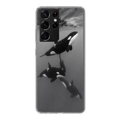 Produktbild von MuchoWow® Handyhülle Schutzhülle Hülle für Samsung Galaxy S21 Ultra Orca - Wasser - Schwarz - Weiß Silikon Softcase Handy Hülle - Mobiltelefon