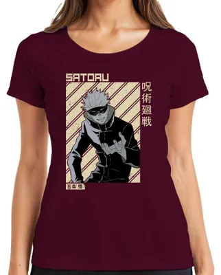 Immagine prodotto di Satoru Gojo Jujutsu Kaisen Anime Aesthetics Fan Gift Manga Ladies T-Shirt, Borgogna, M