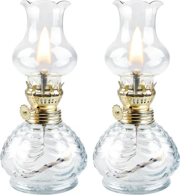 Productafbeelding van Petroleumlamp - Olielamp - Lantaarn - 2 stuks - Petroleumstormlantaarn - Olielampen van glas - Retro - Nostalgie