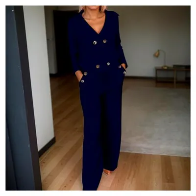 Produktbild von Hosenanzug Damen Business 2 Teiler Festlich Anzug Elegant Winter Blazer Set Hose Kuschelig Zweiteiler Langarm Business Anzugjacke Anzughosen Slim Fit Freizeitanzug Hochzeitsanzug