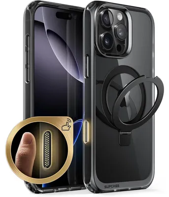 Produktbild von Schutzhülle für iPhone 16 Pro Max 6.9'' mit Ringständer & MagSafe, Transparent, Schwarz