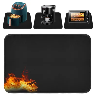 Produktbild von Hitzebeständige Matte 60 x 80 cm, rutschfeste Hitzeschutzmatte, feuerfeste Matte für Kaffeemaschinen, hitzebeständige Matte für Heißluftfritteusen, Mikrowellen und Küchenarbeitsplatten (schwarz)