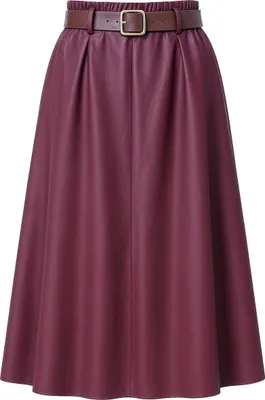 Produktbild von 405_Mississhop Damen A-Linien Rock mit Gürtel und Metallschnalle Bordeaux