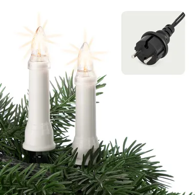 Produktbild von Lichterkette Kerzen außen, 16 Lichter, Lichtlänge 675cm, Schaft weiß, Stecker