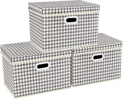 Immagine prodotto di Scatole portaoggetti in tessuto grigio, grandi, set da 3