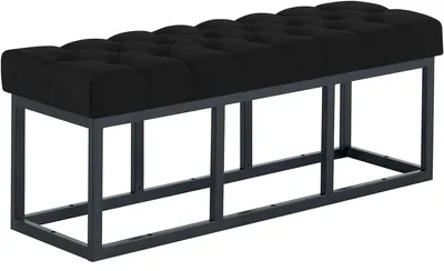Produktbild von CLP Sitzbank Amun Stoff mit schwarzem Metallgestell pulverbeschichtet gepolstert schwarz Größe 120 cm
