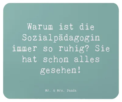 Produktbild von Mr. & Mrs. Panda Mousepad Spruch Sozialpädagogin Ruhe - Meeresbrise - Geschenk, personalisierte Geschenke, Berufsleben, Engagement, Berufe, mausteppich, Vertrauen, laptop