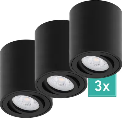 Produktbild von 3er Set Oktaplex Aufbaustrahler Alu schwenkbar inkl. LED Modul 3000K warmweiß - Aufbauspot schwarz