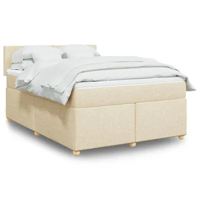 Produktbild von Boxspringbett mit Matratze Creme 140x190 cm Stoff, Klassische Betten 2024 Neu DesignMöbel