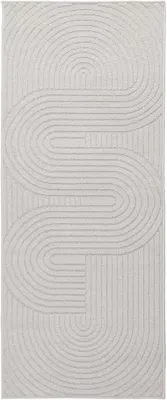 Produktbild von Teppichläufer 200 x 80 cm in Creme, PALMERAS – rutschfester, waschbarer und moderner Polyesterteppich für Wohnzimmer, Flur und Balkon, wetterfest für den Außenbereich