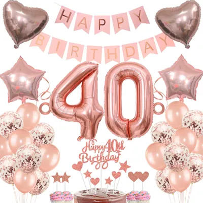 Productafbeelding van Decoratie voor 40e Verjaardag met Roségouden Ballonnen