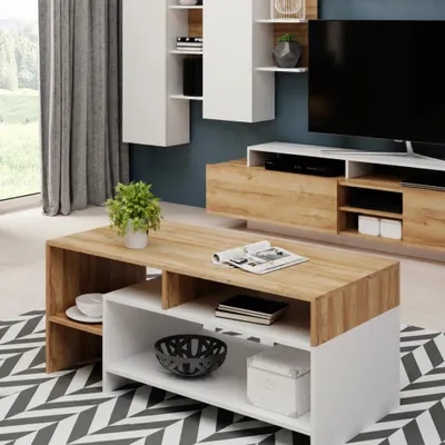 Produktbild von Couchtisch Wohnzimmertisch PANZO 120 cm Eiche Grandson Weiß