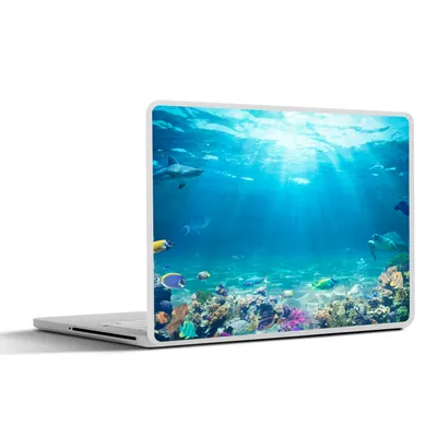 Produktbild von MuchoWow® Laptop Aufkleber Sticker Cover Unterwasserwelt - Meerestiere - Wasser - Korallen - Blau 40x30 cm - Laptop Dekoration - Selbstklebend