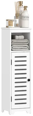 Produktbild von Badezimmerschrank 4-stufiger Badezimmerschrank mit Lamellentür Offenes Fach 22 x 20 x 75 cm Weiß