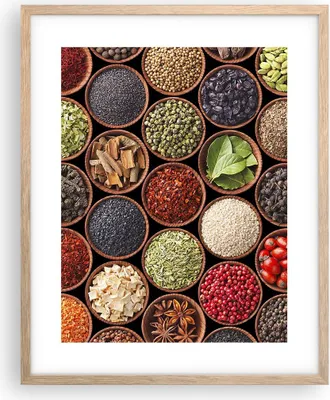 Produktbild von Gerahmtes Poster - Rahmen in heller Eiche - Gewürz Küche - 40x50 cm - Wand Bild - Wanddeko - Wandbilder - Kunstposter - Wandposter - Bilderrahmen - Bilder - Kunstdruck - Wandbild - P2NPA40x50-3600